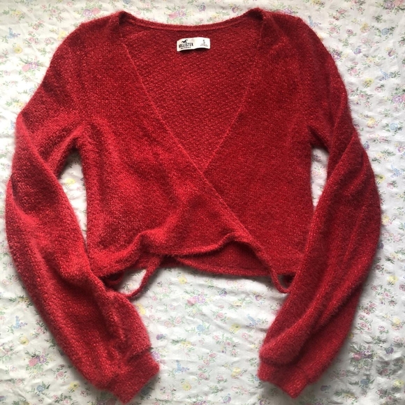 ISO Hollister Red Knit Wrap Sweater XXS - Picture 3 of 3